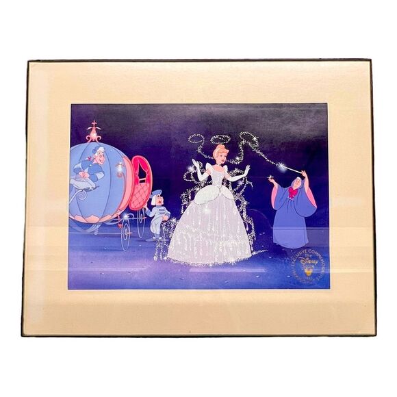 1995 DISNEY CINDERELLA COLLECTIBLE COMMEMORATIVE LITHOGRAPH FRAMED 11 x 14 - Picture 1 of 13